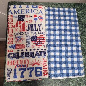 4th of July Kitchen Towel & Blue/White Check Kitchen Towel